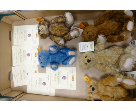 Steiff Collectors Limited Edition small bears including : Elliot, Peace, Monaco, Teddy Girl &amp; PB28(5) 