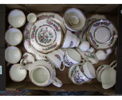 Duchess Indian tree designed tea ware: to include teapot , cups, milk jug, sugar, egg cups , 9 saucers, salt &amp; pepper pot