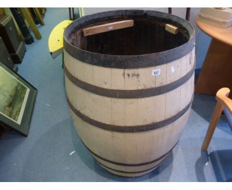 A large vintage coopered barrel 