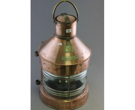 A vintage Seahorse copper masthead lamp