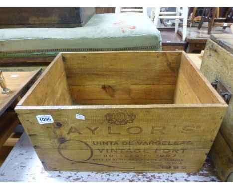 A Taylors vintage port pine bottle carrier