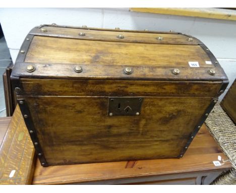 A Victorian pine dome topped trunk