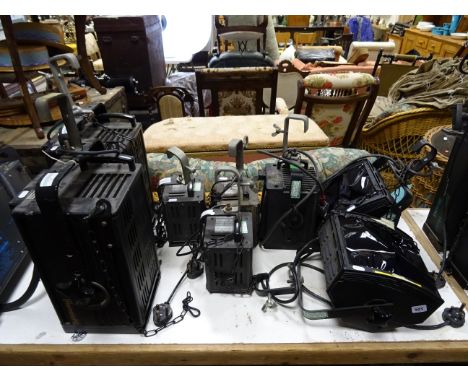 A large quantity of studio lighting