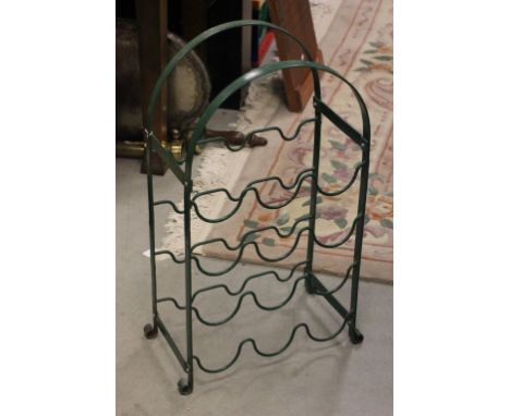 Green Metal Four Shelf Wine Rack