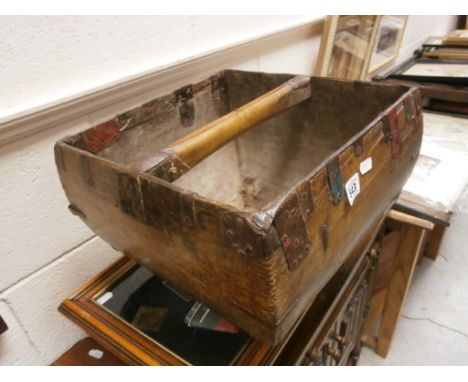 A vintage wooden twin section carrying trug