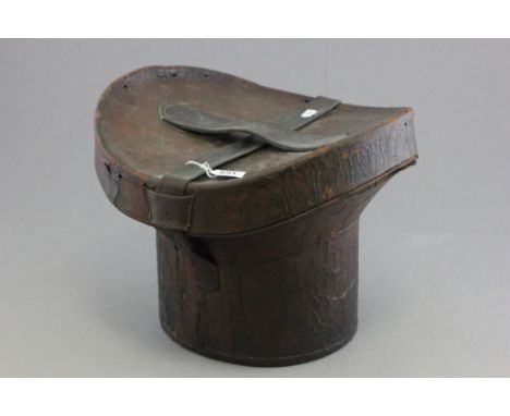 A vintage leather hat box