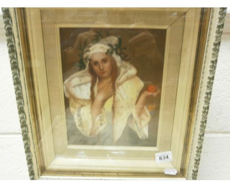 An oil painting portrait of an Art Nouveau lady