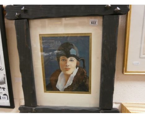 An oil painting portrait of American aviation pioneer Amelia Earhart (the first female to fly the Atlantic Ocean born 1897, D