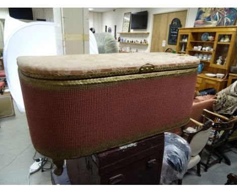 A vintage painted Lloyd Loom rectangular ottoman