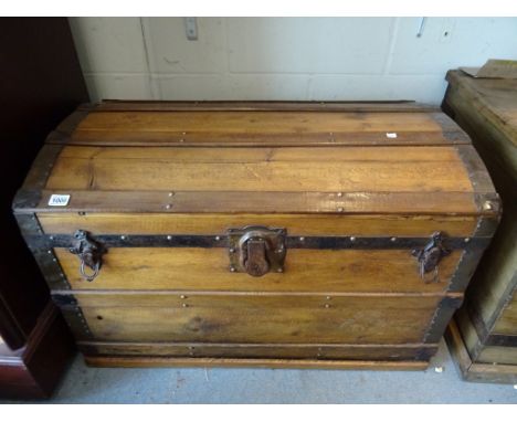 A Victorian pine dome topped trunk