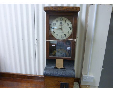 A late Victorian National Time Recorder Clocking In Machine for National Electric; complete with cards