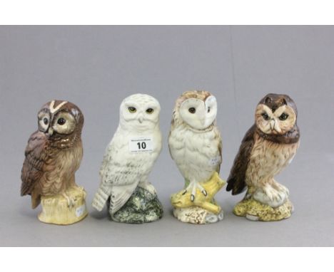 Set of Four Royal Doulton Whyte & Mackay Scotch Whiskey Owl Decanters modelled by John Tongue - Short Eared Owl, Tawny Owl, S