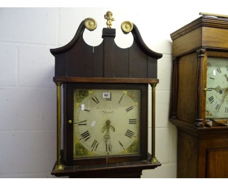 An George III oak cased longcase clock; with broken pediment; the white painted dial named Hancock & Sons of Yeovil