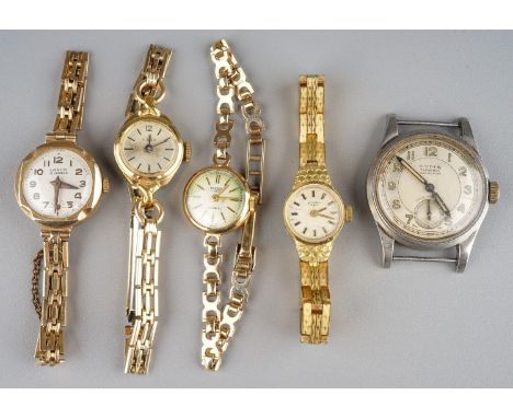 A ladies 9ct yellow gold Bernex Incabloc wristwatch, integral 9ct gold strap, total gross weight approx 11.6g; a 9ct gold cas