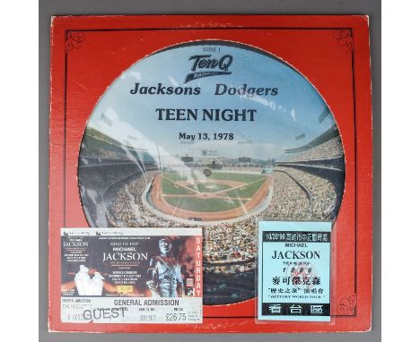 JACKSONS Teen Night - Picture disc lp plus a used king of Pop ticket and a King of Pop tour pass. 