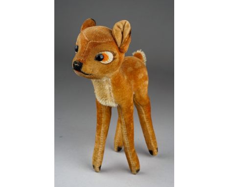 A 1950s Steiff Walt Disney figure of Bambi, velvet body, Steiff button lacking (1) 