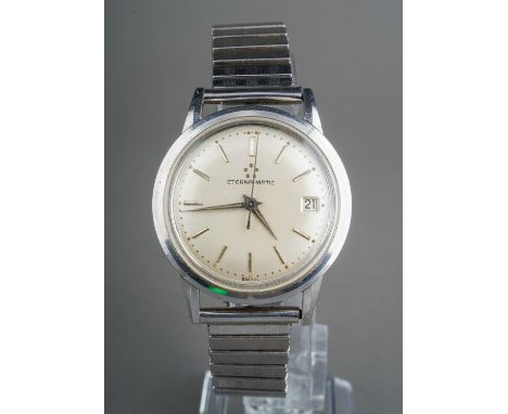A gentleman's Eterna-Matic stainless steel wristwatch, expandable bracelet strap 