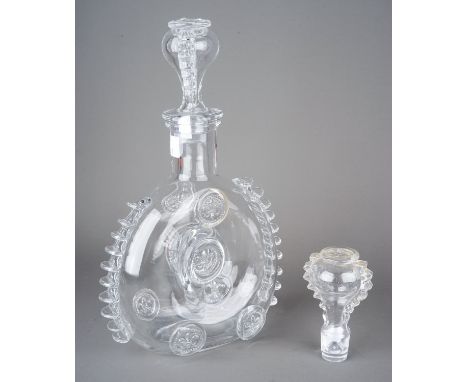 An empty E.Remy Martin &amp; Co cognac glass decanter made by Baccarat, France with fleur-de-lis panels and spiked shoulders,