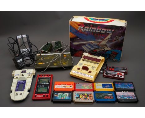 A collection of vintage computer games and Rainbow console and games (2 boxes) 