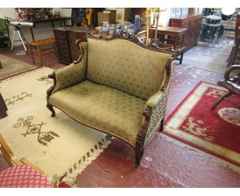 Carved mahogany framed salon sofa