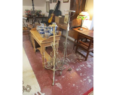2 wrought iron lamp stands