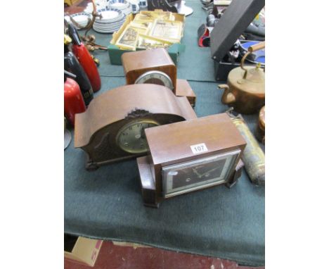 3 vintage oak mantle clocks