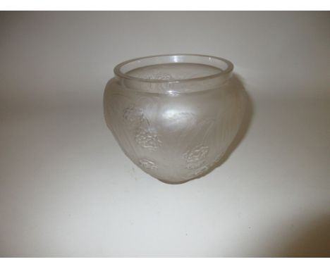 A Lalique moulded glass Vase with floral and leafage pattern, 5 1/2in, moulded mark R. LALIQUE