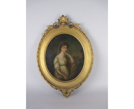 FOLLOWER OFJEAN BAPTISTE GREUZE (1725-1805)Portrait of a Lady, half-length,wearing a white dress, a wooded landscape beyondoi