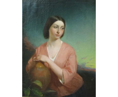ENGLISH SCHOOL c. 1835‘Contemplation’oil on canvas36 x 28in (91.4 x 71.2cm)An indistinct inscription on a label attached to t