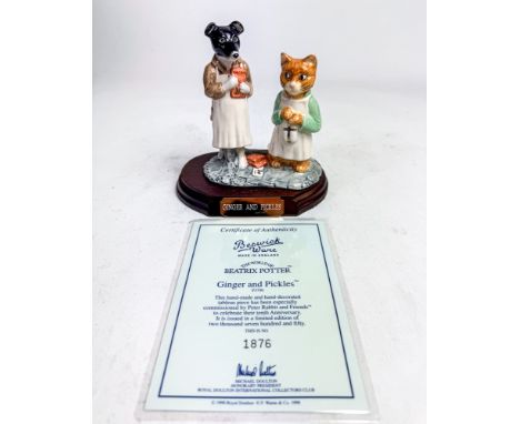 Beswick Beatrix Potter Tableau figure Ginger &amp; Pickles, limited edition, with base &amp; certificate.