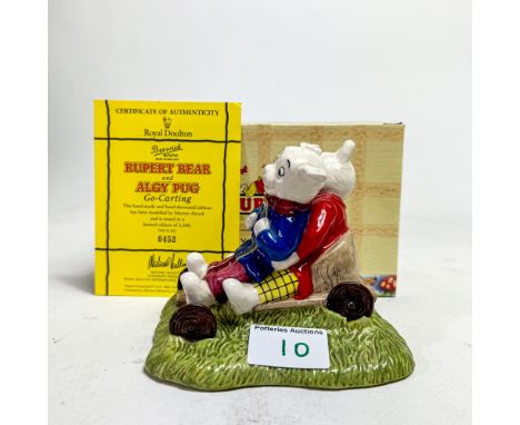 Royal Doulton Rupert Bear Tableau figure Rupert and Algy go-Carting, limited edition, boxed with certificate.