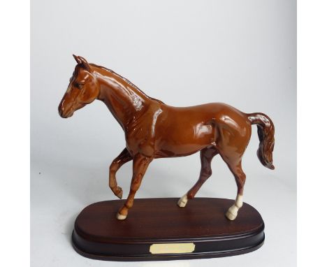 Royal Doulton Chestnut horse on wood plinth "My First Horse" DA193, h.21.5cm.