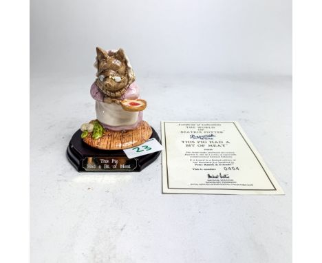 Rare Beswick Beatrix Potter Tableau figure This Pig had a piece of meat, limited edition, with base &amp;  certificate.