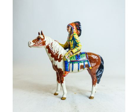 Beswick model of a Indian mounted on a skewbald horse, model 1391, 22cm.