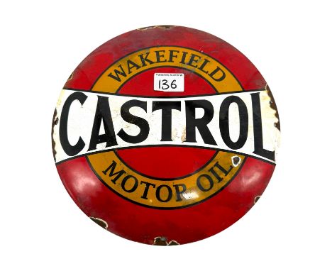 Enamel 'Castrol Wakefield Engine Oil' Round Advertising Sign 
30cm Diameter