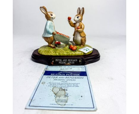 Beswick Beatrix Potter Tableau figure Peter &amp; Benjamin picking apples, limited edition, with base &amp; certificate.