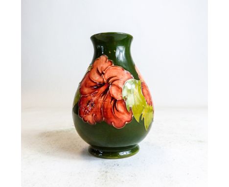 Moorcroft vase decorated in the Hibiscus design, C1980s, h.14cm.