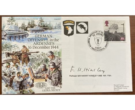 Sir Harry Hinsley WW2 Bletchley Park signed Army Communications cover. AC94c Enigma the Ultra Secret Signed Professor  at Ble