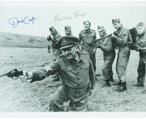 David Croft and Jimmy Perry signed 10x8 inch Dads Army black and white photo. Good condition. All autographs come with a Cert