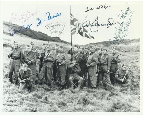 Dads Army multi signed 10x8 inch black and white photo includes Clive Dunn, David Croft, Bill Pertwee, Jimmy Perry, Frank Wil