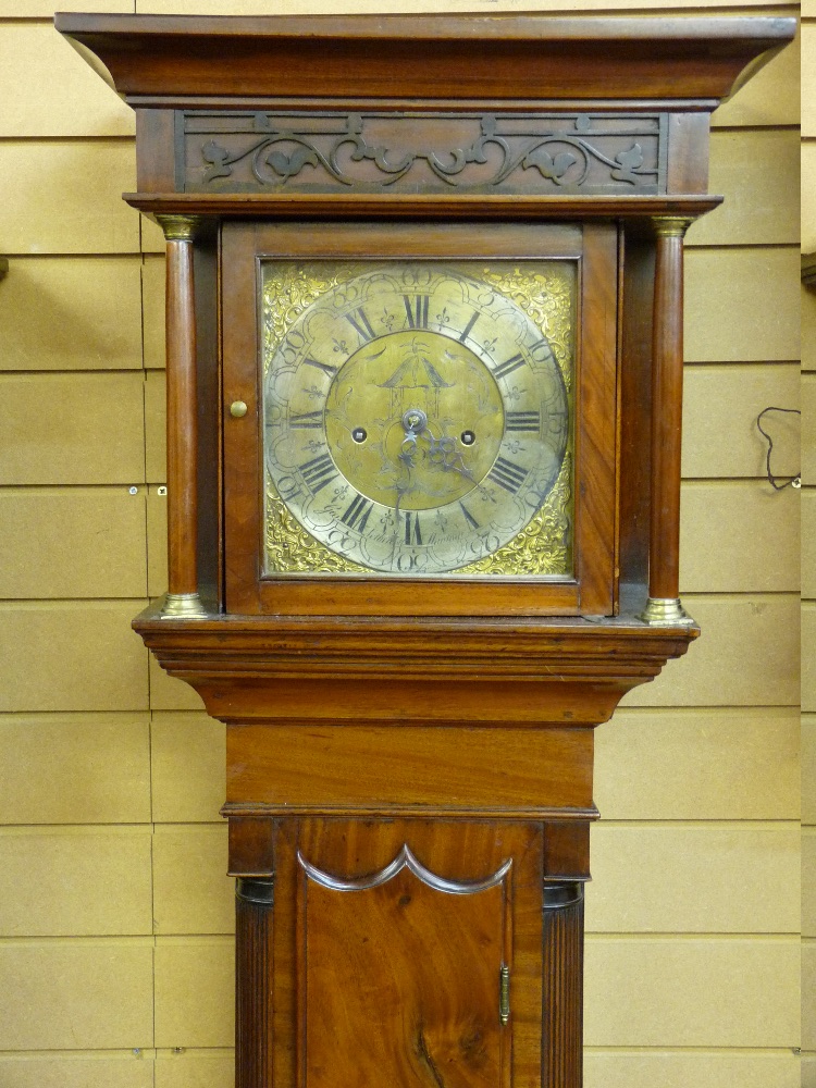 A SMALL GRANDFATHER CLOCK, a finely patinated mahogany longcase clock