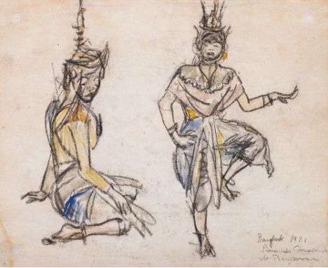 • MAGNUS BENGTSSON (1888-1956) A SKETCH OF TWO THAI DANCERS, AND A JAVANESE LADY both signed, titled &amp; dated respectively