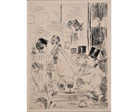 AFTER JEAN-LOUIS FORAIN (1852-1931) AU CAFÉ, LA NOUVELLE ATHENS signed within plate l.m. Forain etching Plate: 16.0 x 11.8cm 