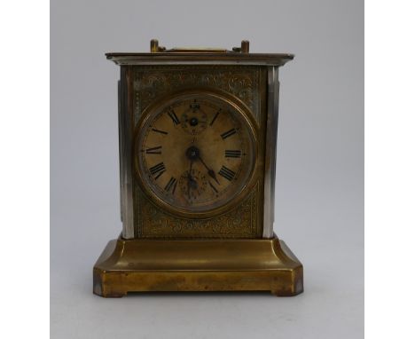 Early 20th Century brass cased mantle clock marked Jnghans, height 15cm