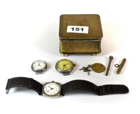 A gents vintage silver wristwatch, etc.