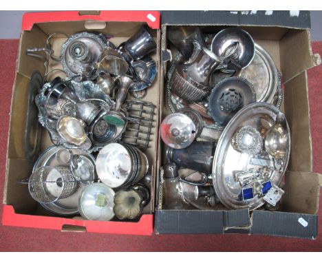 A Large Mixed Lot of Assorted Plated Ware, including a small hallmarked silver heart shape dish, larger plated dishes, trophy