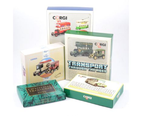 A quantity of modern diecast vehicles and cars, including C89 set "60 Years Of Transport", Corgi Thornycroft Van and Model T 