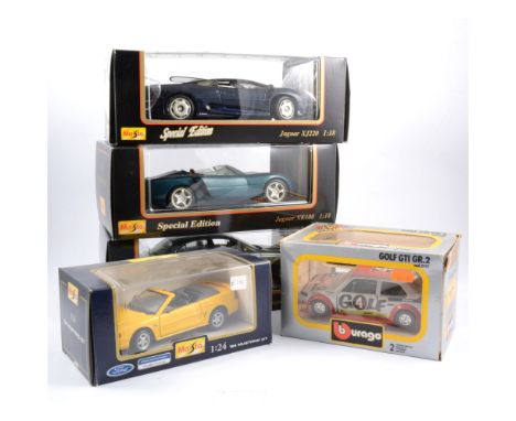 Large collection of Burago and Maisto models, 1:12, 1:18 and 1:24 scale, all boxed, approx 75 models.