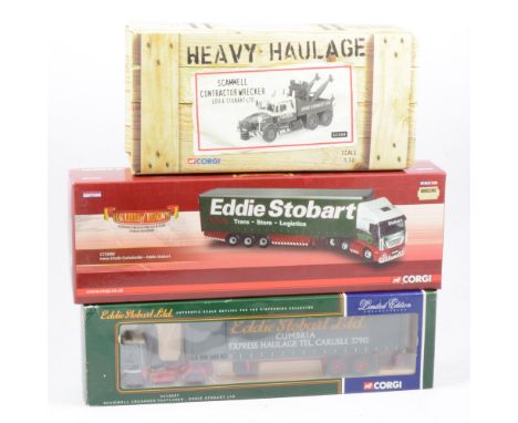 Corgi Toys diecast Eddie Stobart LTD models, including CC12306 Scammell Contractor Wrecker, CC15002 Iveco Stralis Curtainside
