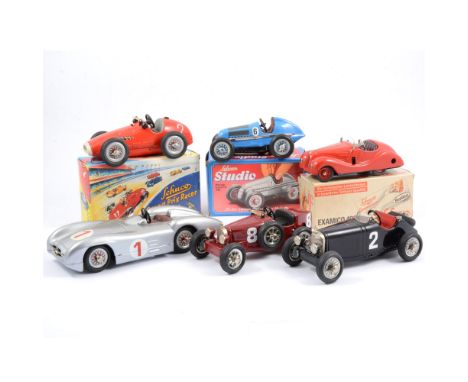 Schuco Germany modern tin-plate models, including Bugatti 35B Studio IV, SS K/L Studio V, no.1050 Mercedes Gran Prix 1936, Ex